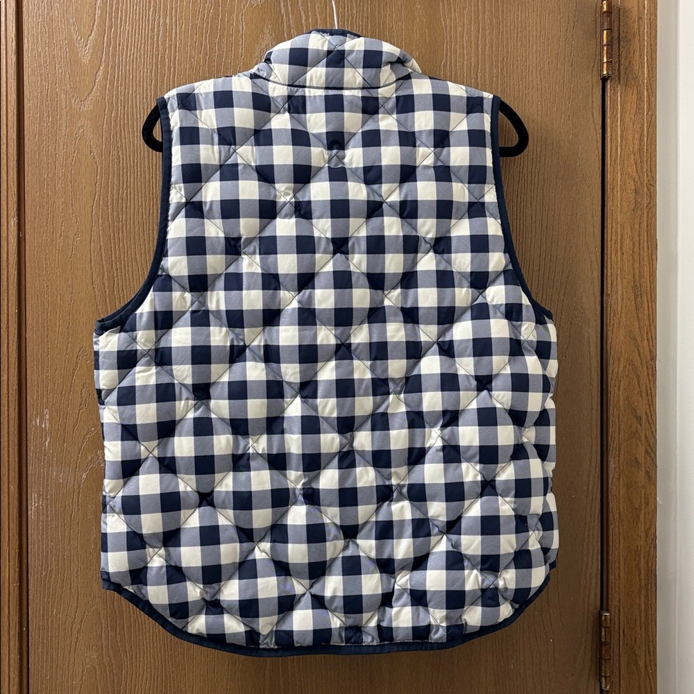 J. Crew Blue and White Plaid Puffer Vest - Picture 3 of 4